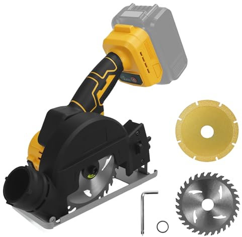 Drahtlose Kreissäge für Dewalt 20V Batterie, 4 bürstenlose Power Mini Winkelschleifsäge, 3 Geschwindigkeit und 12000RPM, Schneidtiefe 0,8 (20mm) für Metall, Holz, Kunststoff (keine Batterie)