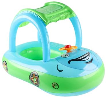 Kleinkind Schwimmhilfen - Baby Schwimmring - Aufblasbarer Schwimmtrainer mit Sonnenschutz in Autodesign für und See