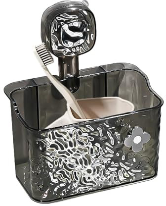 brooksnaji Étagère à Ventouses pour Douche | Boîte De Rangement Ventouses Pour Salle De Bain | Panier De Bain Murale Avec Trous De Filtre À Eau Support D Angle Ondulé Pour Carrelage Cuisine Chambre