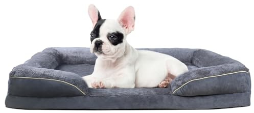 Bizcasa Panier Chien Grande Taille, 76x51x16cm, Canapé Chien Orthopedique et Dehoussable Lavable, Coussin Chiens Antidérapant et Imperméable, Gris
