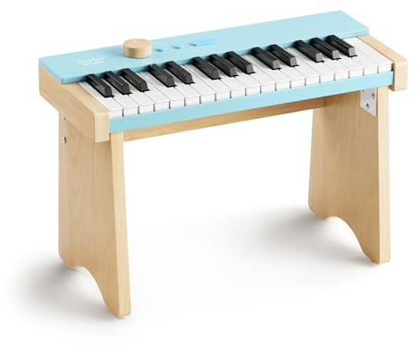 Eastar KIDO Kids Piano Keyboard, 32 Keys Digital Piano for Kids, Music Educational Instrument for Beginner, Mini Wood Keyboard Piano for Toddler, Included Stand, Light Blue