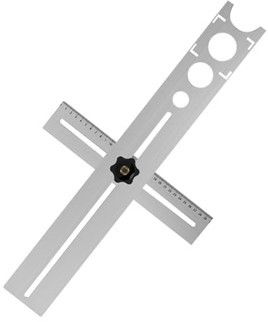 Teksome Locher,Edelstahl Lochfinder Messbereich 300 mm | Präzisions Schablone 25mm 45mm 60mm Für Bad Küche Arbeitsplatte Holz Bohröffnung