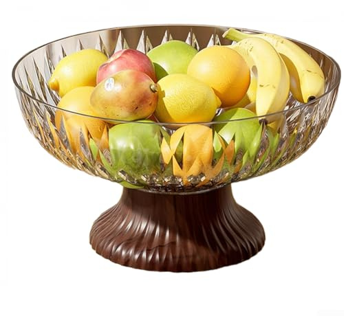 Frutero drenable con aspecto moderno de grano de madera y pie elevado para una exhibición ordenada de manzanas, naranjas y otros productos (blanco)