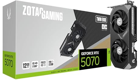 ZOTAC Gaming GeForce RTX 5070 Twin Edge OC DLSS 4 12GB GDDR7 192-bit 28Gbps PCIE 5.0 Gaming Graphics, IceStorm 2.0 Cooling, SFF Ready, ZT-B50700H-10A