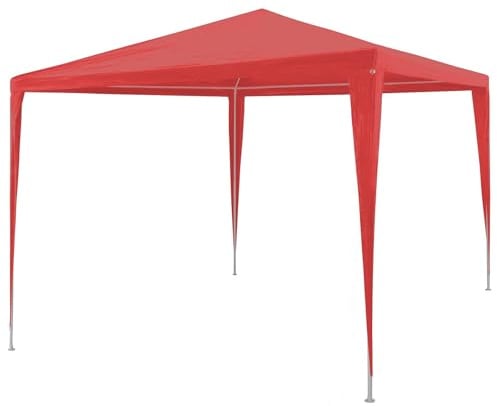 vidaXL Partyzelt Rot 300 x 300 x 255 cm PE und Stahl, Gartenpavillon, rechteckig, modern, wasserabweisend, UV-beständig, Robustes Partyzelt für Outdoor-Events