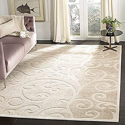 SAFAVIEH Traditionell Teppich für Wohnzimmer, Esszimmer, Schlafzimmer - Cottage Collection, Kurzer Flor, Hellbeige und Creme, 244 X 340 cm