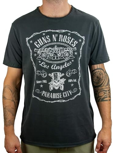 Amplified Guns N Roses-Paradise City T-Chemise, Gris (Anthracite), L Homme
