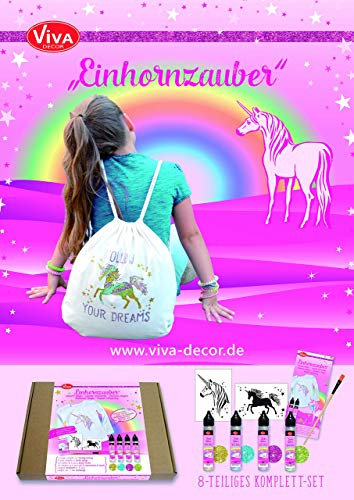 Viva Decor Creative Schablonen-Set Einhornzauber, Synthetisches Material, Mehrfarbig, 26 x 21 x 3 cm