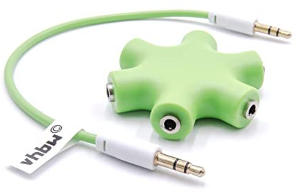 vhbw Audio Splitter, répartiteur 5 Sorties AUX Vert pour écouteurs, boxs, Hauts-parleurs, tablettes