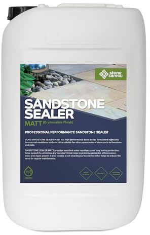 StoneCare4U - Sandstone Sealer Matt Finish - 25L - Dry Finish, Invisible, Exterior Natural Stone Sealant for Sandstone, Limestone, Slate & More. Outdoor Clear Sealant for Patio, Drive & Paths