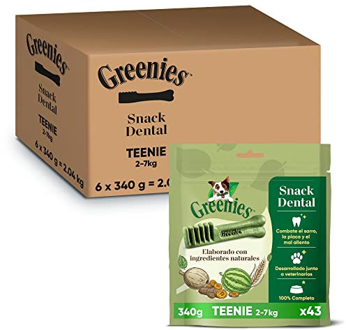 GREENIES Zahnsticks für sehr kleine Hunde von 2 bis 7 kg – 258 Kaustäbchen (6 x 340 g) – Leckerli Zertifiziert von Tierärzten für die Mundhygiene bei Hunden, frischem Atem