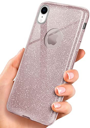 ONEFLOW Glitter Case für iPhone XR Glitzer Handyhülle mit Kameraschutz, Stylische Hülle Glitzernd, Dünne TPU Schutzhülle für Damen, Glitzerhülle Qi kompatibel, Rosa