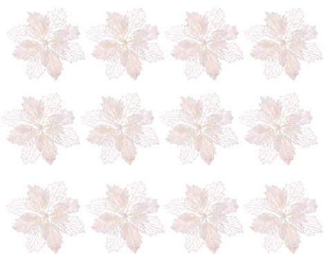Toyvian 12pcs Glitter Poinsettia Artificial Christmas Poinsettia Flower Christmas Tree Decorations Ornaments (White)