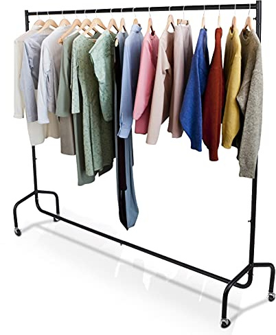 Ejoyous Schwerlast Metall Kleiderständer, Garderobenständer stabil und belastbar Kleiderständer, Garderobenständer Garderobe auf Rollen Clothes Rail Coat Rack - Garderobenstange