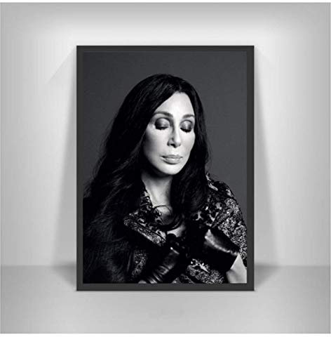 RUIYANMQ Leinwandbild Cher Poster Wandkunst Gedruckte Poster Schwarzweiß Leinwand Wandbilder Für Wohnzimmer Wohnkultur Jh3Aj 40X60Cm Rahmenlos