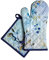Maison d' Hermine Lazy Summer Days Ensemble Gant de Cuisine 100% Coton (19 cm x 33 cm) et manique (20cm x 20cm) pour Barbecue, Cuisson, Micro-Ondes, Printemps/été, fête mères