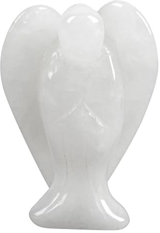 Lovionus89 Natürlich Weiße Jade Wächter Engel Statue, Handgeschnitzt Stein Heilung Kristall Tasche Figuren Dekoration, 5CM