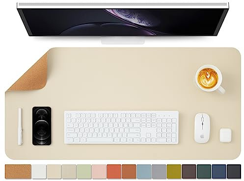 Kork Schreibtischunterlage - Doppelseitige Schreibtischauflage für Büro und Zuhause - Als große Mausunterlage und Schreibtischmatten auf Schreibtischen(Aprikose、90cmx43cm)