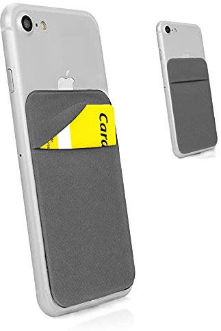 MyGadget 1 Fach Handy Kartenhalter zum aufkleben - RFID Blocking - Haftendes Kartenfach, Kartenhülle, Karten Halterung - Geldbörse Smartphone Etui - Grau