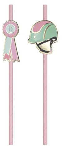 10 Pailles en carton Cheval roses 20 cm