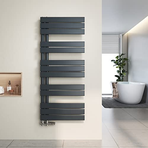 Heilmetz Badheizkörper Flach Design Heizkörper Handtuchtrockner für Badezimmer Handtuchheizkörper mit Seitenanschluss 500x1176mm Handtuchwärmer Anthrazit 601W