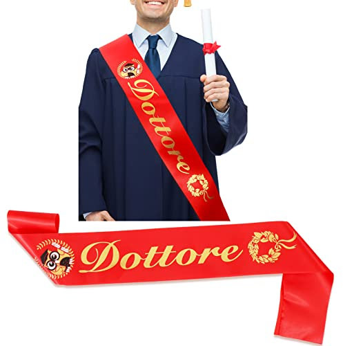 DPKOW Fascia Laurea Dottore Rossa Accessori Festa di Laurea Uomo, Fusciacca Dottore Gadget Accessori Addobbi per Festa di Laurea Dottore, Laurea Cerimonia Bomboniere per Dottore