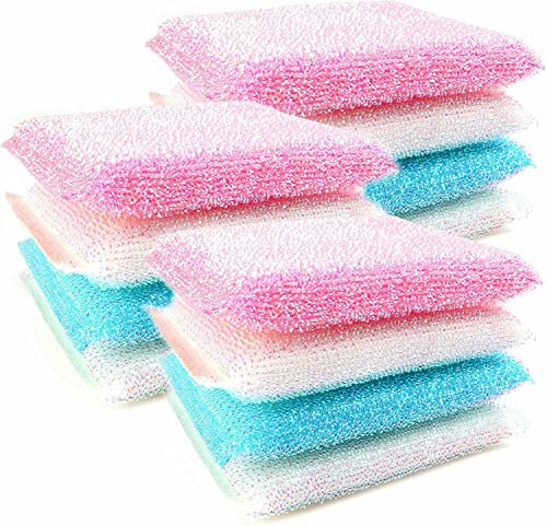 Pearl Non Scratch Scouring Pads Heavy Duty Multipurpose Cleaning Scrubbing Dishwashing Sponge Design For Non Stick Cookware Ideal For Removing Dirt Grease And Grime Assorted Colors (Pack Of 3) (white)