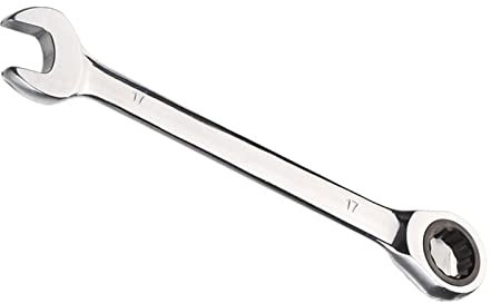 Vokenforu 17mm Ratchet Spanner, Ratcheting Combination Wrench, Hardened Chrome Vanadium Steel Open End Spanner Metric