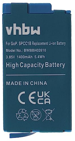 vhbw batteria compatibile con GoPro Max, Max 360°, Max ACBAT-001 videocamera camcorder (1400mAh, 3,85V, Li-Ion)