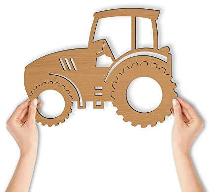 Wandlampe Traktor I Nachtlicht Schlummerlicht Kinderzimmer Kinder Mädchen Junge I MDF Holz Batteriebetrieb