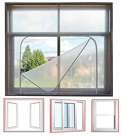 IBOWZ Isolierte Fensterfolie Planen-Fenster-Isolierfolie, Kunststofftabletten Doppelschichtfolie Doppelreißverschluss für Luftlecks im Schlafzimmer Dicke 4 mm (Color : White,Size : 1.8x2.4m)