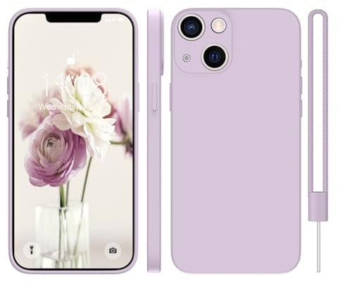 KPPIT for iPhone 13 Case Protective Case Silicone,Ultra Slim Soft Gel Anti-Scratch,Microfiber Lining,Rubber Shockproof Case Cover for iPhone 13 Purple,6.1 inch