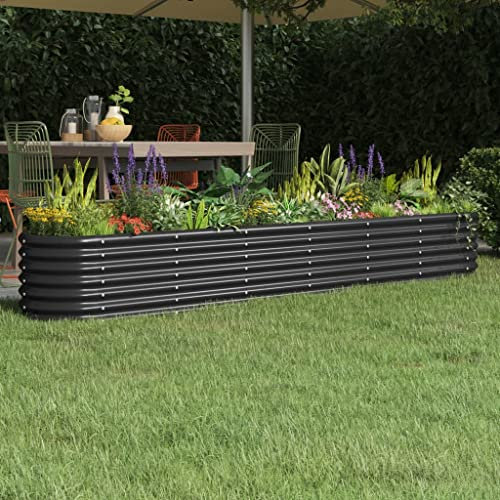 WIFESE JardinièRe Acier Enduit De Poudre 260x40x36 Cm Anthracite Jardiniere Exterieur Grande Taille Jardiniere Balcon Jardiniere sur Pieds Carré Potager Bacs à Fleurs Potager Bac A Fleur