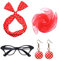 QincLing jahre damen accessoires rockabilly zubehör mit Chiffon Schal Katzen Auge Brille Polka Dot Bandana Krawatte Stirnband Ohrringe Ohrstecker für 60er jahre kleidung 1950s Kostüm Set