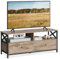 VASAGLE TV-Schrank, Lowboard für Fernseher bis zu 55 Zoll, 120 cm lang, Fernsehtisch mit 2 Schubladen, 2 offenen Fächern, 40 x 120 x 50 cm, Wohnzimmer, Stahlgestell, eichenbraun-schwarz LTV300B50