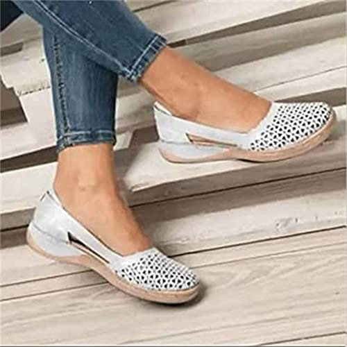 BBPM Sandales Femme Été Confortables - Chaussures Pieds Sensibles et Larges, Bout Ouvert, Randonnée, Loisirs - Blanc, EU42/US10