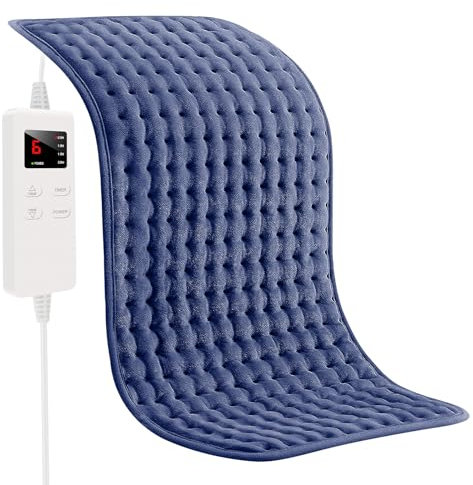 ZWOOS Coussin Chauffant 76x40cm, Coussin Chauffant avec Arrêt Automatique, Technologie de Chauffage Rapide Électrique, Coussins Chauffants Électriques Sécurisés pour Nuque Dos Épaule (Bleu)