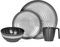 Camping Geschirr Set 1 Person 4-teilig | Melamin | Picknick Geschirrset | Campinggeschirr Stone Grey Design