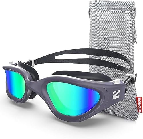 ZIONOR Schwimmbrille, G1SE Schwimmbrille für Herren und Damen mit UV-Schutz Antibeschlag Komfort Profi Schwimmbrille, A8-gold Lens Darkblue Frame