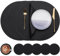 Myir JUN Tischsets 6er Set, Tischsets Abwaschbar Platzsets Rund Ø 38cm Platzdeckchen Rund Doppelseitigen rutschfest Platzsets Kunstleder Leder Tischset Lederoptik (Schwarz, 6er Set)