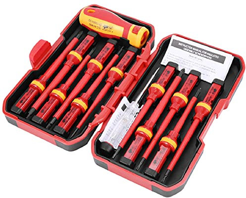 Cucioki 13 Pcs VDE Insulated Screwdriver Set -V High Voltage 1000V Magnetic Slotted Torx Screwdriver Hand Tools