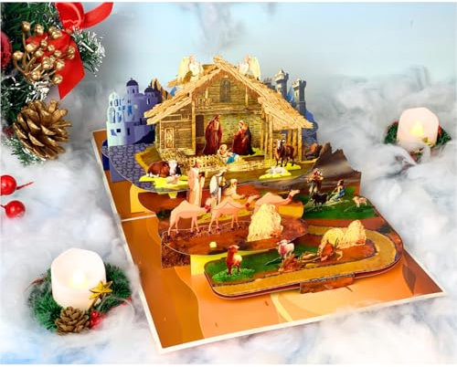 LYHADA Weihnachtskarten mit Umschlag Nachrichtenanhänger, religiöse Weihnachtskarten, 3D Pop Up christliche Weihnachtskarten Pop Up Weihnachtskarte Weihnachtskarte Weihnachtskarte Grußkarte