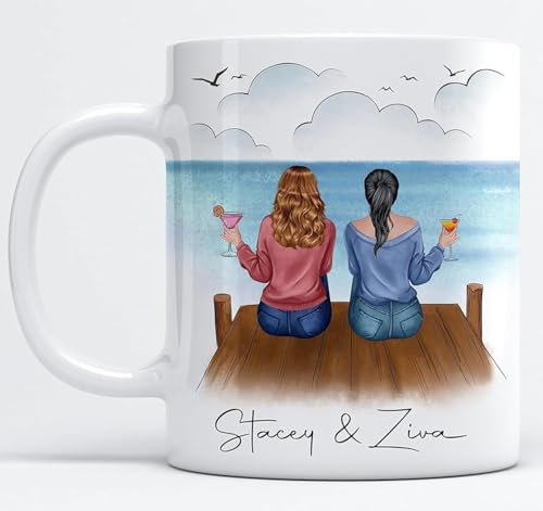 EKAM Personalised Tea Mug - Customised Friendship Gift for Women, BFF Birthday Present, Gift for Christmas, Her Tea Coffee Mug