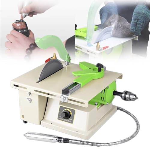 ANXYYDS Lapidary Rock Grinder Polisher 1380W Multifunction Table Saw Jewelry Rock Polishing Bench Lathe Polisher Drilling Machine
