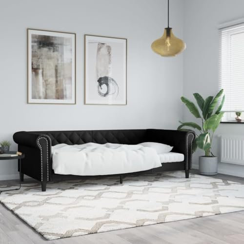LAPOOH Tagesbett Schwarz 80x200 cm Kunstleder, Schlafsofa, Daybed, Bettsofa, Sofa Bed, Sofabett, Schlafcouch, Jugendbett, Bettgestell, Bettcouch