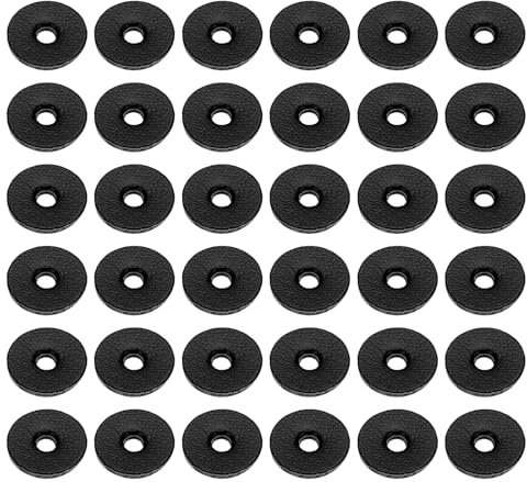 PATIKIL 10mm Leather Washers, 100pcs Leather Handle Washers Leather Spacer Cushion Washers 1.5 mm Thick Round for Knife Handle Hammer Hatchet Badge Bicycle Seat Crafts, Black