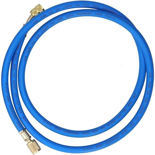 Flexibler Schläuche zum Nachfüllen von Kühlgas 1/4 Zoll Sae x 1500 mm mit Druckminderer R22/R134a/R404 R12/R407C/R600/R290 (Blau)