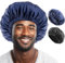 Lolalet 2 Stück Seidenhaube für Herren zum Schlafen Satin Bonnet, Seide Schlafmütze für Männer -Schwarz & Blau