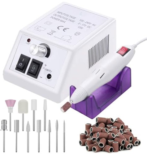 Electric Nail Files Professional Nail Drill Machine Manicure Set Acrylic Nail Gel Polish Remover Electric Nail Drill Pedicure Kit White