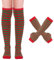Mayoii Oberschenkelhohe Socken, fingerlose Handschuhe, Set, lange Socken für Damen und Mädchen, Arm- und Beinwärmer, Rote und grüne Streifen, Einheitsgröße